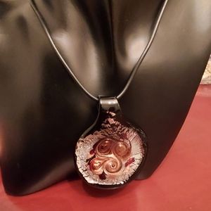 Murano glass and leather necklace